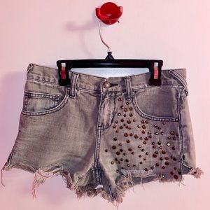Free People Studded Jean Shorts Size 24